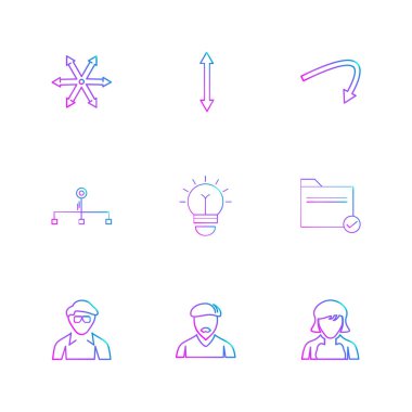 Beyaz arka plan üzerinde izole minimalist düz vektör app simgeleri