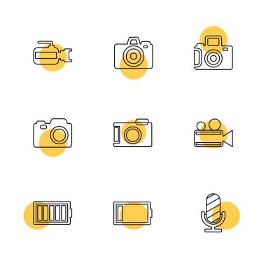 Beyaz arka plan üzerinde renkli daireler ile minimalist düz vektör app simgeleri