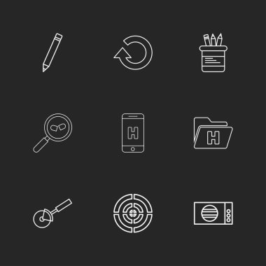 çeşitli tema app simgeler, vektör çizimler set