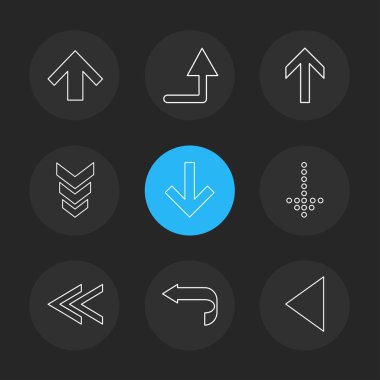 oklar yön işaretçiler yaratıcı simgeler ayarla, düz özel koleksiyon vektör