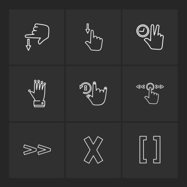 farklı minimalist düz vektör app simgeler siyah arka plan üzerine
