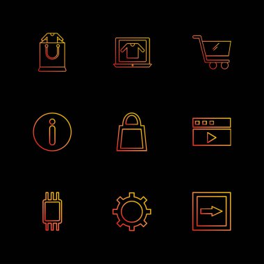 farklı minimalist düz vektör app simgeler siyah arka plan üzerine