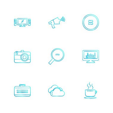 Beyaz arka plan üzerinde izole çeşitli tema app simge kümesi