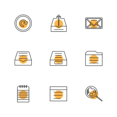 Beyaz arka plan üzerinde renkli daireler ile minimalist düz vektör app simgeleri 