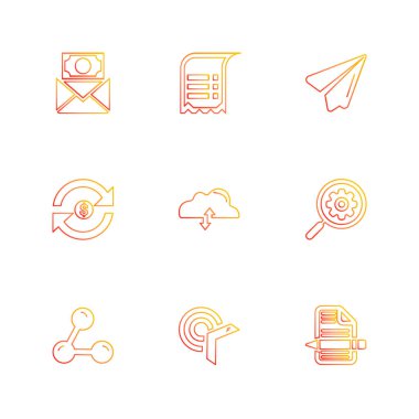 Beyaz arka plan üzerinde izole çeşitli tema app simge kümesi