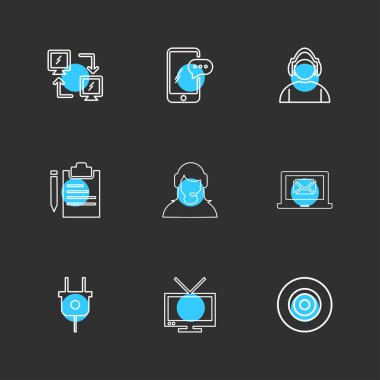 farklı minimalist düz vektör app simgeler siyah arka plan üzerine