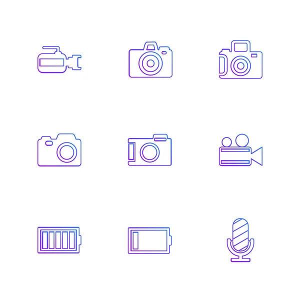 Set Various Theme App Icons Isolated White Background — Stock Vector