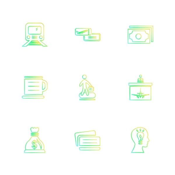 Conjunto Varios Iconos Aplicaciones Temáticas Aislados Sobre Fondo Blanco — Vector de stock