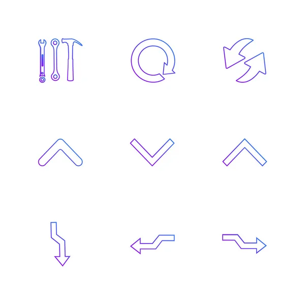Flèches Directions Pointeurs Icônes Créatives Ensemble Conception Vectorielle Collection Plate — Image vectorielle