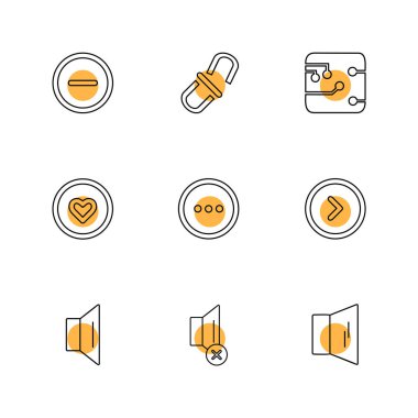 Beyaz arka plan üzerinde farklı minimalist düz vektör app simgeleri