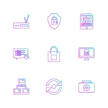 çeşitli tema app simgeler, vektör çizimler set