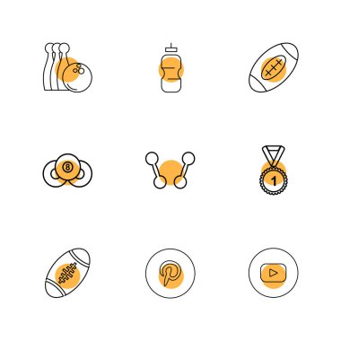 Beyaz arka plan üzerinde izole çeşitli tema app simge kümesi