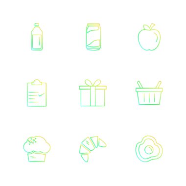 Beyaz arka plan üzerinde renkli minimalist düz vektör app simgeleri