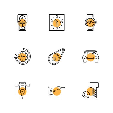 Beyaz arka plan üzerinde izole çeşitli tema app simge kümesi