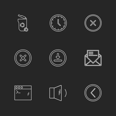 minimalist düz vektör app simgeler siyah arka plan üzerine 