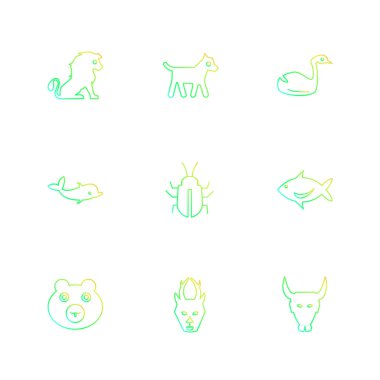 Beyaz arka plan üzerinde farklı minimalist düz vektör app simgeleri