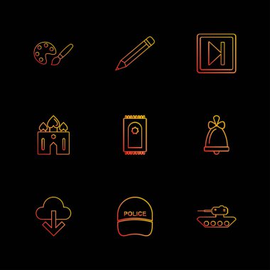 minimalist düz vektör app simgeler siyah arka plan üzerine 