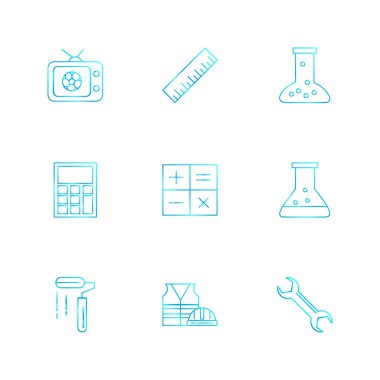 Beyaz arka plan üzerinde izole çeşitli tema app simge kümesi