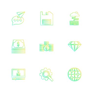 çeşitli tema app simgeler, vektör çizimler set