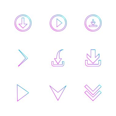 oklar yön işaretçiler yaratıcı simgeler ayarla, düz özel koleksiyon vektör