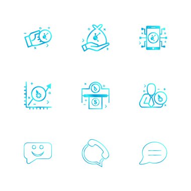 Beyaz arka plan üzerinde farklı minimalist düz vektör app simgeleri