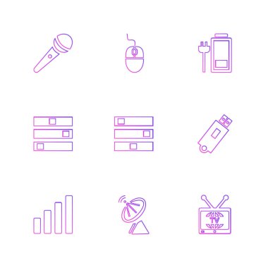 çeşitli tema app simgeler, vektör çizimler set