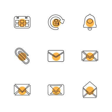 Beyaz arka plan üzerinde renkli daireler ile minimalist düz vektör app simgeleri