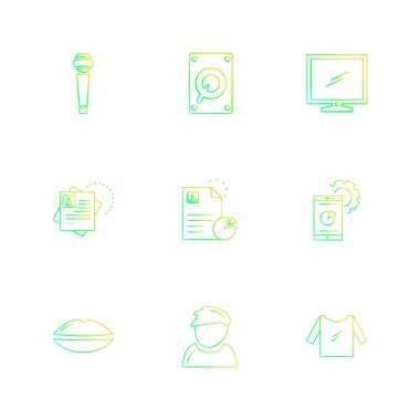 Beyaz arka plan üzerinde izole minimalist düz vektör app simgeleri