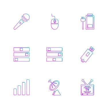 Beyaz arka plan üzerinde farklı minimalist düz vektör app simgeleri