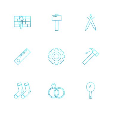 Beyaz arka plan üzerinde farklı minimalist düz vektör app simgeleri