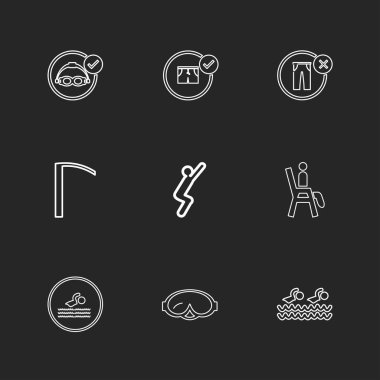 minimalist düz vektör app simgeler siyah arka plan üzerine 