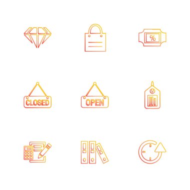 çeşitli tema app simgeler, vektör çizimler set