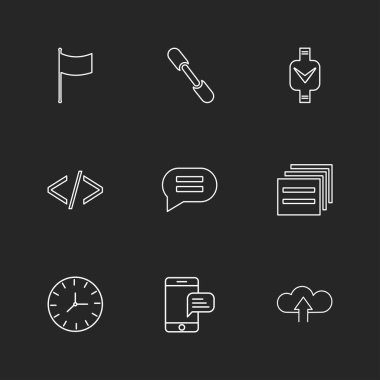 farklı minimalist düz vektör app simgeler siyah arka plan üzerine