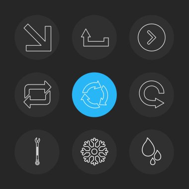 oklar yön işaretçiler yaratıcı simgeler ayarla, düz özel koleksiyon vektör