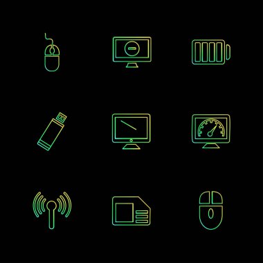 minimalist düz vektör app simgeler siyah arka plan üzerine 