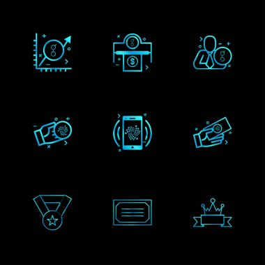 minimalist düz vektör app simgeler siyah arka plan üzerine 
