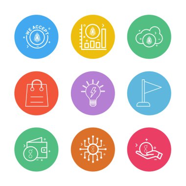 Beyaz arka plan üzerinde izole çeşitli tema app simge kümesi