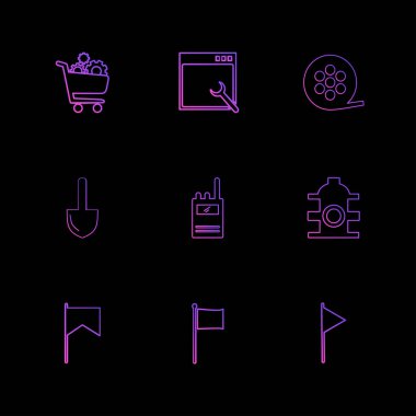 farklı minimalist düz vektör app simgeler siyah arka plan üzerine