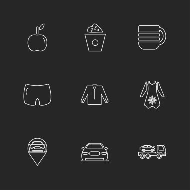 çeşitli tema app simgeler, vektör çizimler set