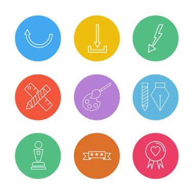 Beyaz arka plan üzerinde izole çeşitli tema app simge kümesi