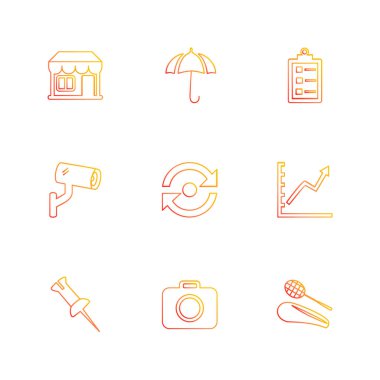 çeşitli tema app simgeler, vektör çizimler set