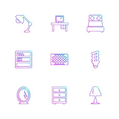 Beyaz arka plan üzerinde izole çeşitli tema app simge kümesi