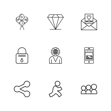 minimalist düz vektör app simgeleri beyaz arka plan üzerinde 