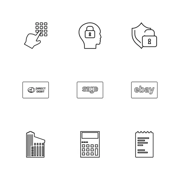 Différentes Icônes Application Vectorielle Plate Minimaliste Sur Fond Blanc — Image vectorielle