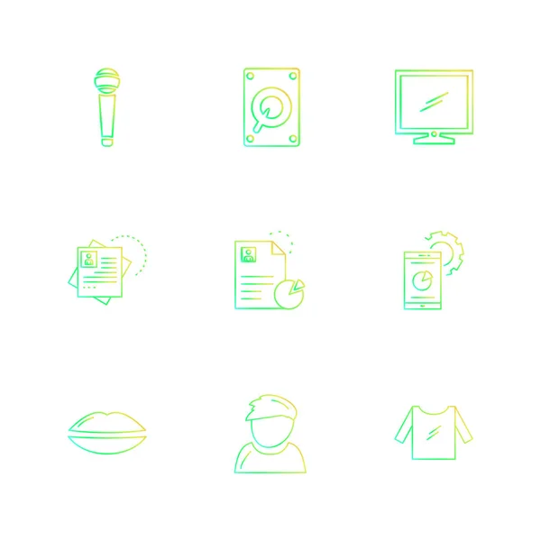 Minimalistische Platte Vector App Pictogrammen Geïsoleerd Witte Achtergrond — Stockvector