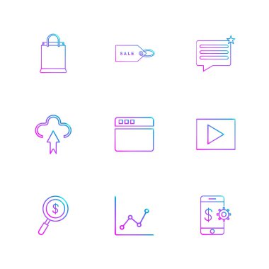 Beyaz arka plan üzerinde izole çeşitli tema app simge kümesi