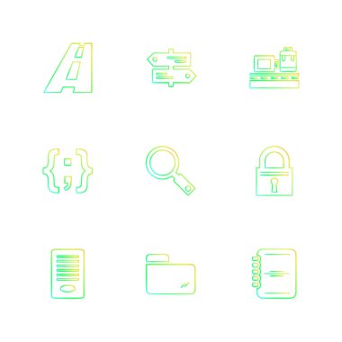 Beyaz arka plan üzerinde izole çeşitli tema app simge kümesi