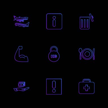 farklı minimalist düz vektör app simgeler siyah arka plan üzerine