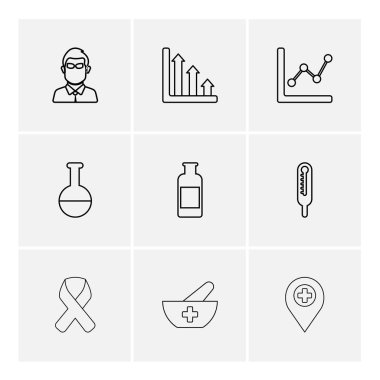 Beyaz arka plan üzerinde izole minimalist düz vektör app simgeleri