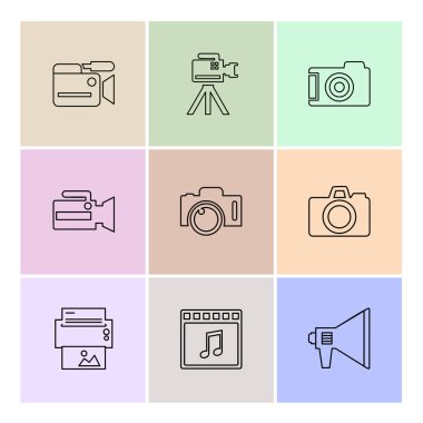 farklı minimalist düz vektör app simgeler siyah arka plan üzerine